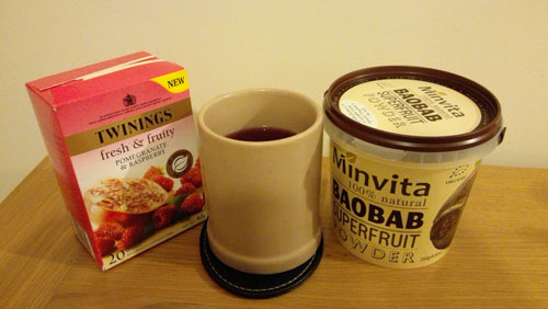 Baobab powder can be added to herbal tea and used instead of lemon