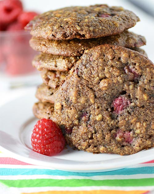raspberry almond healthy breakfast cookies