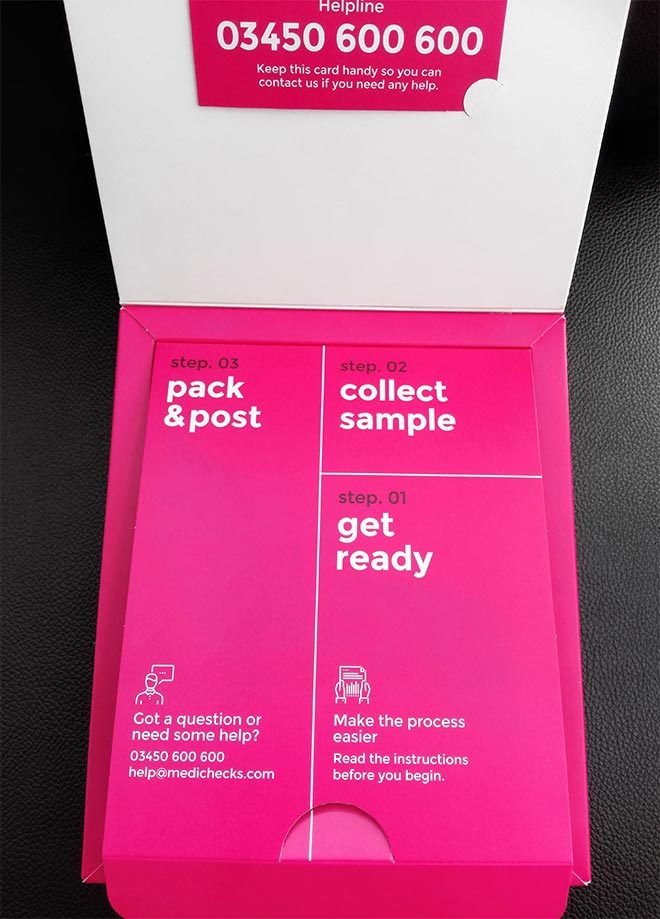 medichecks test kit box
