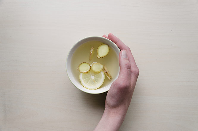 drinking ginger tea