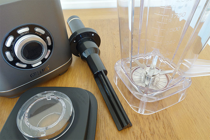 greenis blender parts on the table