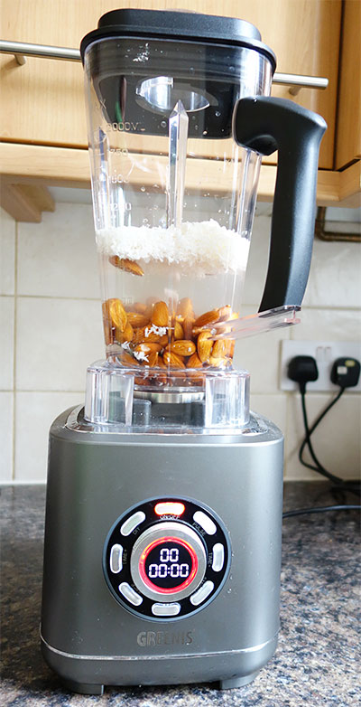 making nut butter with Greenis blender