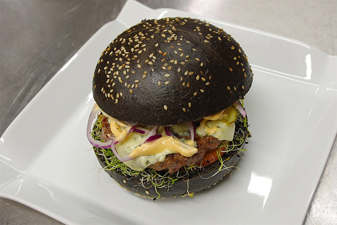 black burger bun
