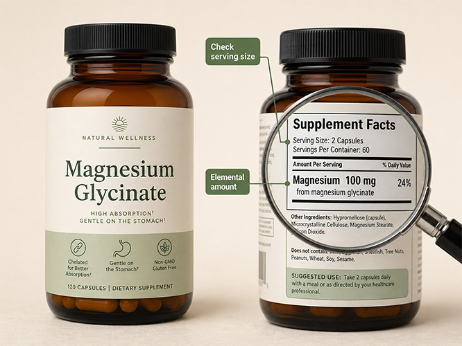elemental magnesium on a supplement bottle